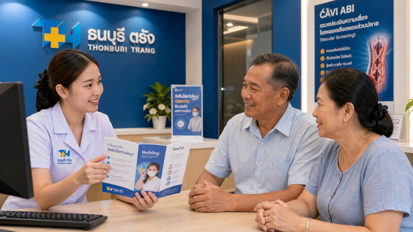 พยาบาลให้ข้อมูลวัคซีนไข้หวัดใหญ่แก่ผู้ป่วย